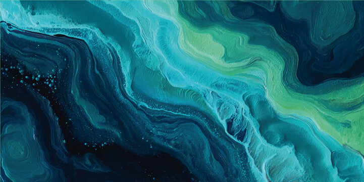 abstract background, the texture of the mineral stone Amazonite. Underwater patterns of swirling ink and luminescent water inspire a nature-themed painting, perfect as background wallpaper.
