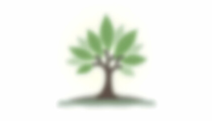 Isolated Tree Graphic with Green Leaves and Brown Trunk