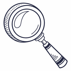 Dark Blue Hand Drawn Magnifying Glass Illustration Search Icon Zoom Tool Investigation Detective Lens