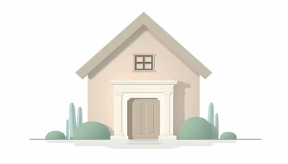 House Illustration with Simple Design and Neutral Colors