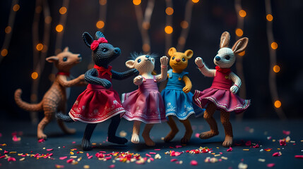 Dancing dankly dressed toy animals
