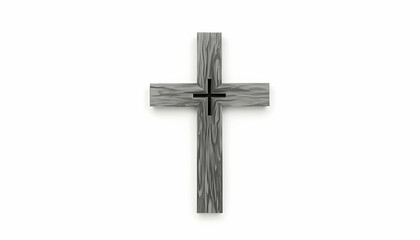 Wooden Cross Symbol Isolated on White Background
