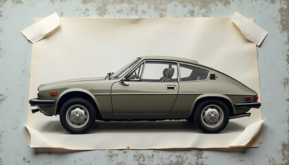 Classic Car on Paper Background Vintage Style Automotive