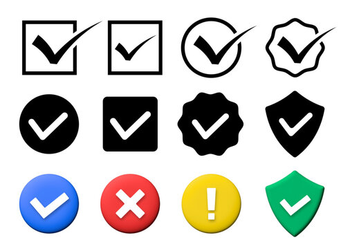 black green check mark icon, check box icon set. circle and square. tick box symbol in green with correct, accept checkmark icons , check list circle frame - checkbox symbol vector sign
