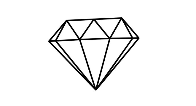Diamond outline drawing vector illustration for jewelry design and luxury concepts art on transparent background