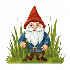 an AI Image Generator, Cheerful Garden Gnome Sitting in Decorative