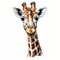 an AI Image Generator, Close-Up Portrait of a Smiling Giraffe on