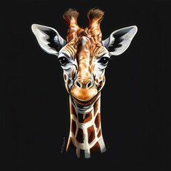 an AI Image Generator, Close-Up Portrait of a Smiling Giraffe on