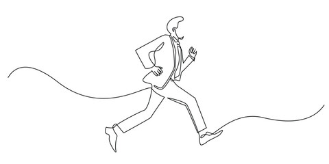 one continuous line of business man running.single line of man in suit running.chasing business target.vector illustration eps 10