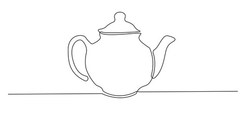 one continuous line teapot.single line chinese teapot.vector illustration eps 10