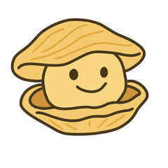 Cute Character Inside a Clam Shell Illustration,귀여운 조개 속 캐릭터 일러스트