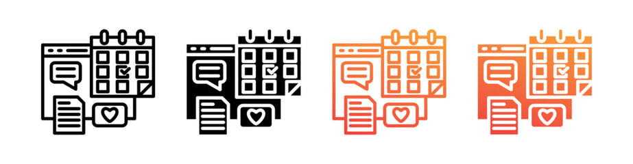 Content Calendar Multi Style Icon Set Vector 