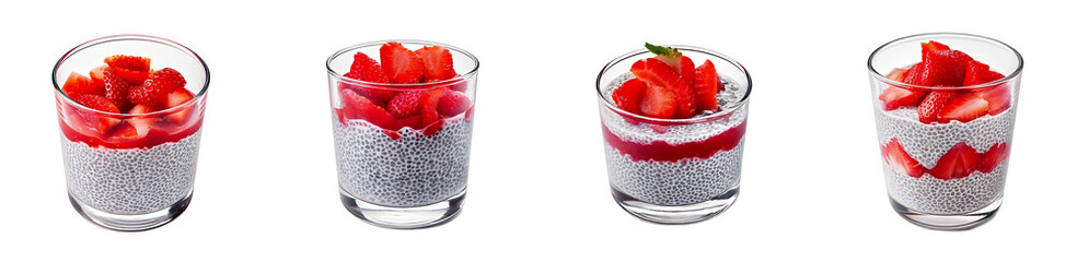 Strawberry Chia Seed Pudding in Glass