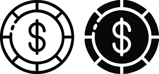 Minimalist Dollar Sign Icon – Simple Line Art Coin with Clean Monochrome Outline