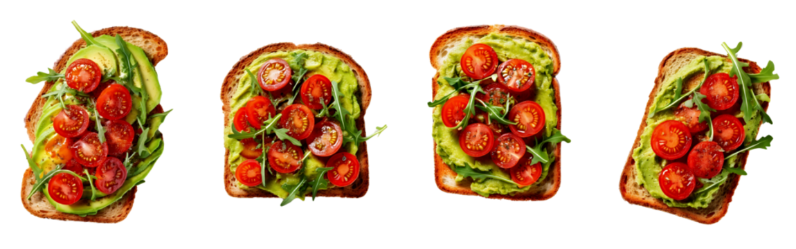 Toasted Bread with Avocado, Cherry Tomatoes and Greens