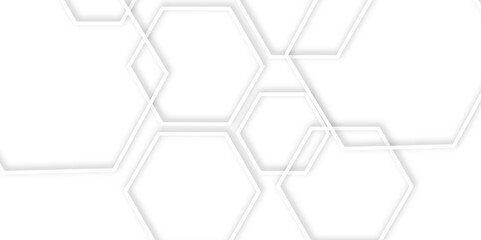 Abstract geometric technology 3d white light structure technology out line hexagon polygonal honeycomb luxury pattern vector background.