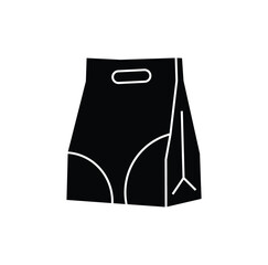 Minimal vector icon of a grocery paper shopping bag. Outline style symbol representing food, store, retail, supermarket, or market concepts. Isolated on white background.

