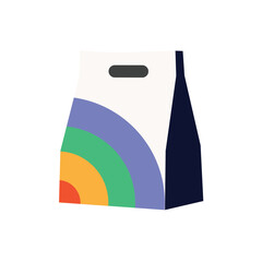 Modern vector icon of takeaway food in recyclable paper bag. Healthy grocery concept with organic vegetables. Perfect for eco shopping, delivery, catering, and mobile app designs.