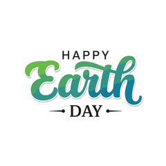 Illustration Vector SVG Design of Happy Earth Day Text Gradient Lettering in Green and Blue Colors for Eco Friendly Graphic