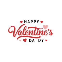 Fototapeta premium Vector SVG Design with Happy Valentine's Day Text and Hearts Flat Design