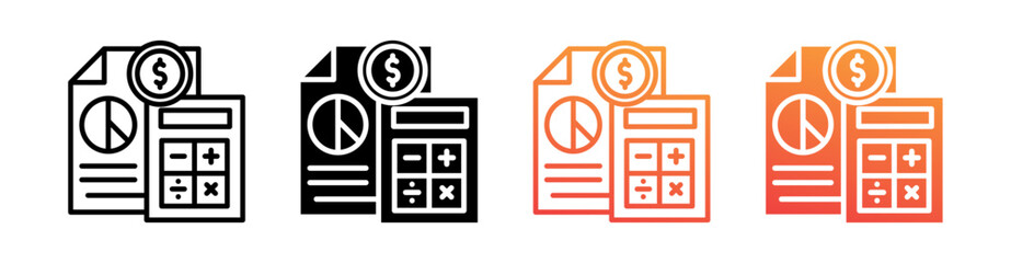 Budget Multi Style Icon Set Vector 