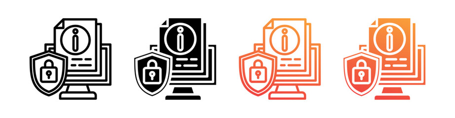 Confidential Information Multi Style Icon Set Vector 