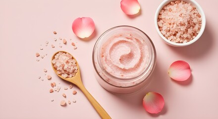 Pink Body Scrub with Himalayan Pink Salt and Rose Petals for Spa-Inspired Self-Care