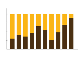 Business chart for infographic graph diagram in yellow and brown colors combination