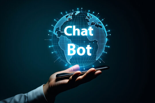 Global Chat Bot Technology on Smartphone Screen