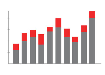 Business chart for infographic graph diagram in grey and red colors combination