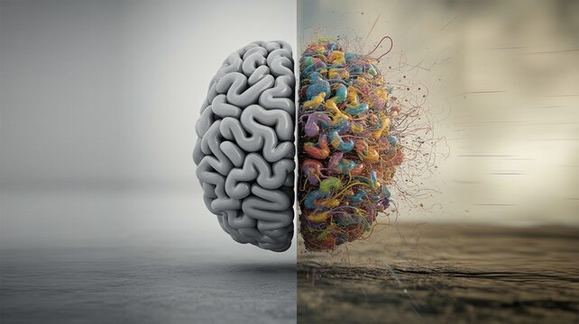 adhd, Divided Brain: A Visual Representation of Contrasting Mental States