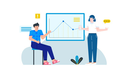 Two people analyzing growth chart. Perfect for business presentations, financial reports, teamwork concepts, strategy discussions, and investment pitches.