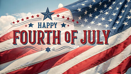 Celebrate Independence Day with vibrant American flag waving in the sky on July