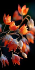Stunning Orange Flowers  Nature Close up  Botanical Beauty  Dark Background  High Resoluti