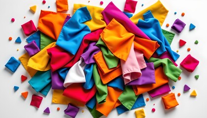 Vibrant textile arrangement creative studio photography colorful fabrics top-down view visual art concept