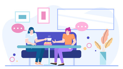 Two women enjoying coffee and pastries at a cozy cafe, perfect for lifestyle blogs, restaurant promotions, or social media posts.