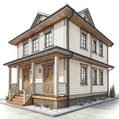 Fototapeta premium Two story cream house architectural rendering