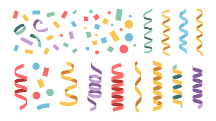 Colorful Party Confetti and Curly Streamers Decoration Set
