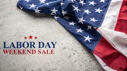 Labor day weekend sale announcement with american flag