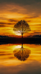 sunset on the lake