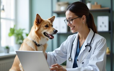 Online consultation with veterinarian doctor. High quality