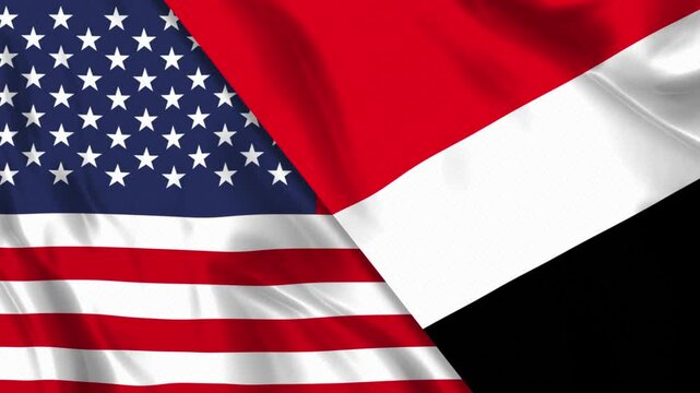 USA and Sealand Principality Flag Animation Loop. Ultra HD 4k