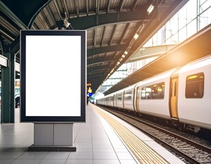 Blank billboard at train station