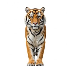Naklejka premium Bengal Tiger Facing Forward – Isolated on White Background