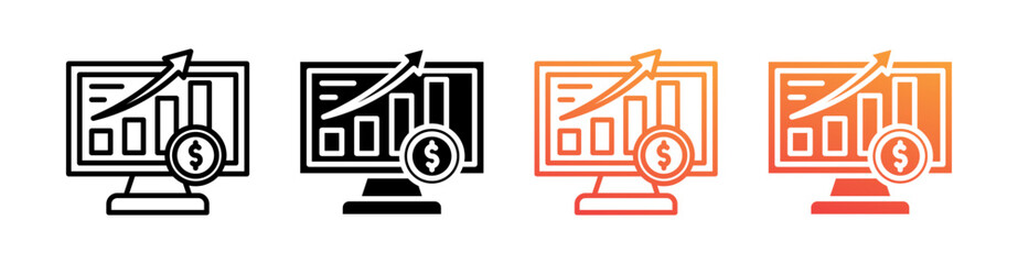 Profit Multi Style Icon Set Vector 