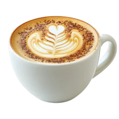  Cappuccino coffee cup latte art drink beverage espresso morning cafe shop delicious creamy foamy brown hot  on transparent background © MdRafiqul