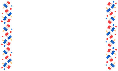 Popsicle Frame with Stars. Red, White and Blue Summer Clipart