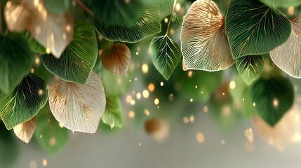 Elegant Green   Beige Leaf Background  Nature Wallpaper  Eco Design