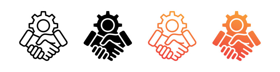 Collaboration Multi Style Icon Set Vector 