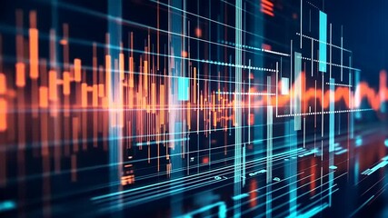 Abstract digital visualization of data patterns and analytics with vibrant colors and dynamic lines - Powered by Adobe